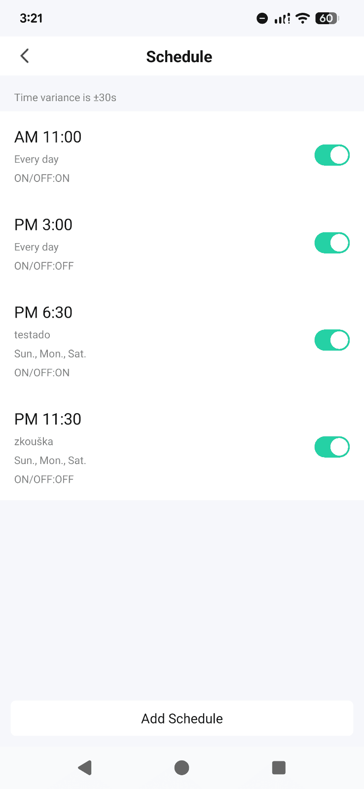tuya program foukání