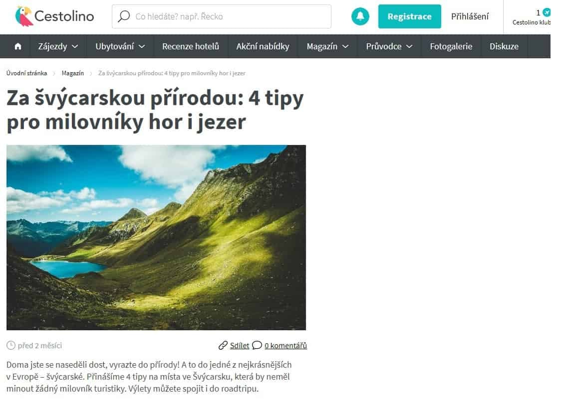 Cestolino.cz - Uživatelské prostředí