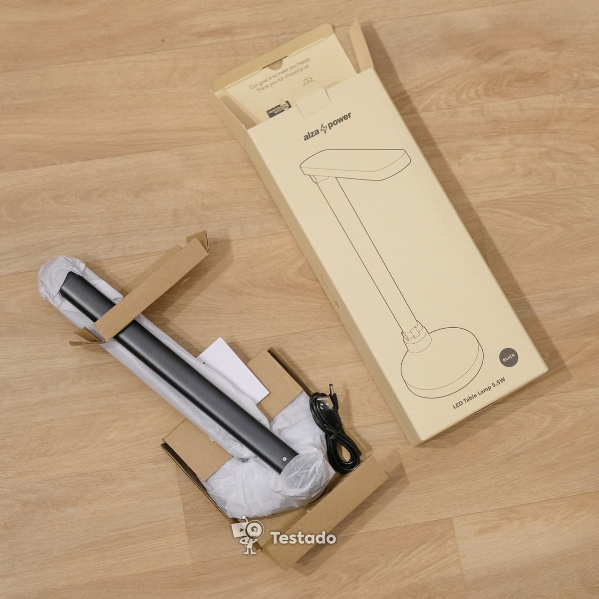 balení lampičky AlzaPower LLT-61WDB Led Table lamp