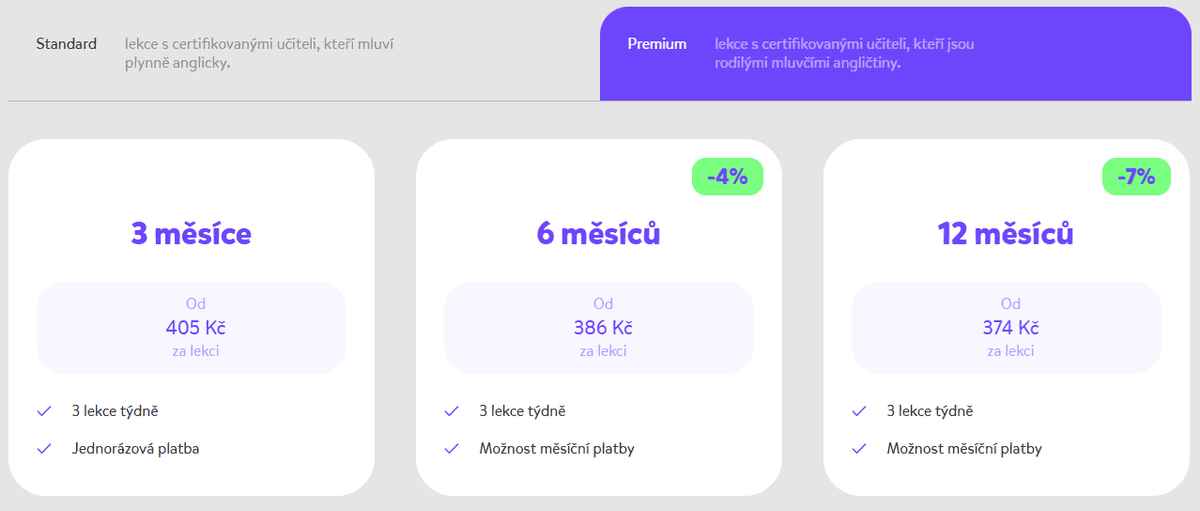 novakid ceník lekcí