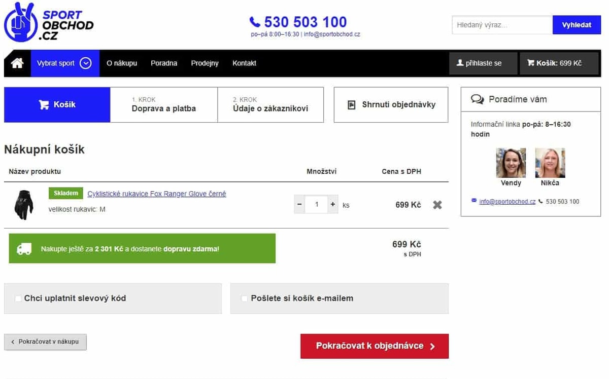 sportobchod.cz - eshop - objednávka