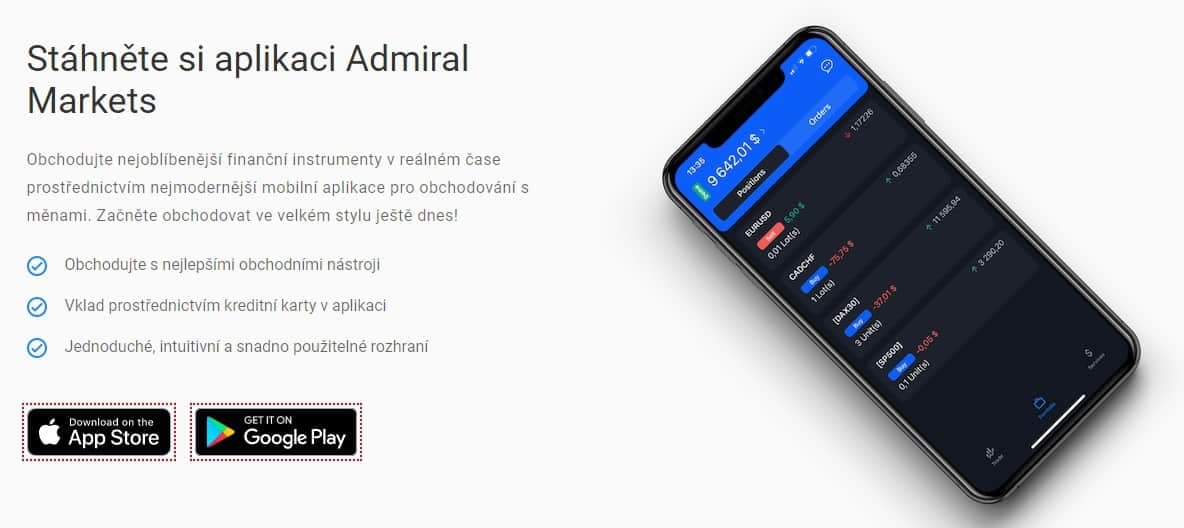 Obchodní aplikace Admiral Markets