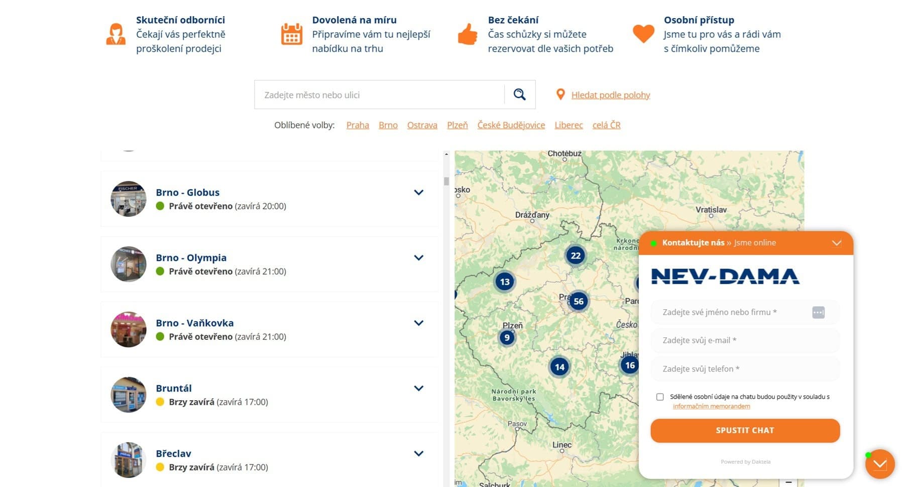 cestovní kancelář nev-dama - uživatelské prostředí