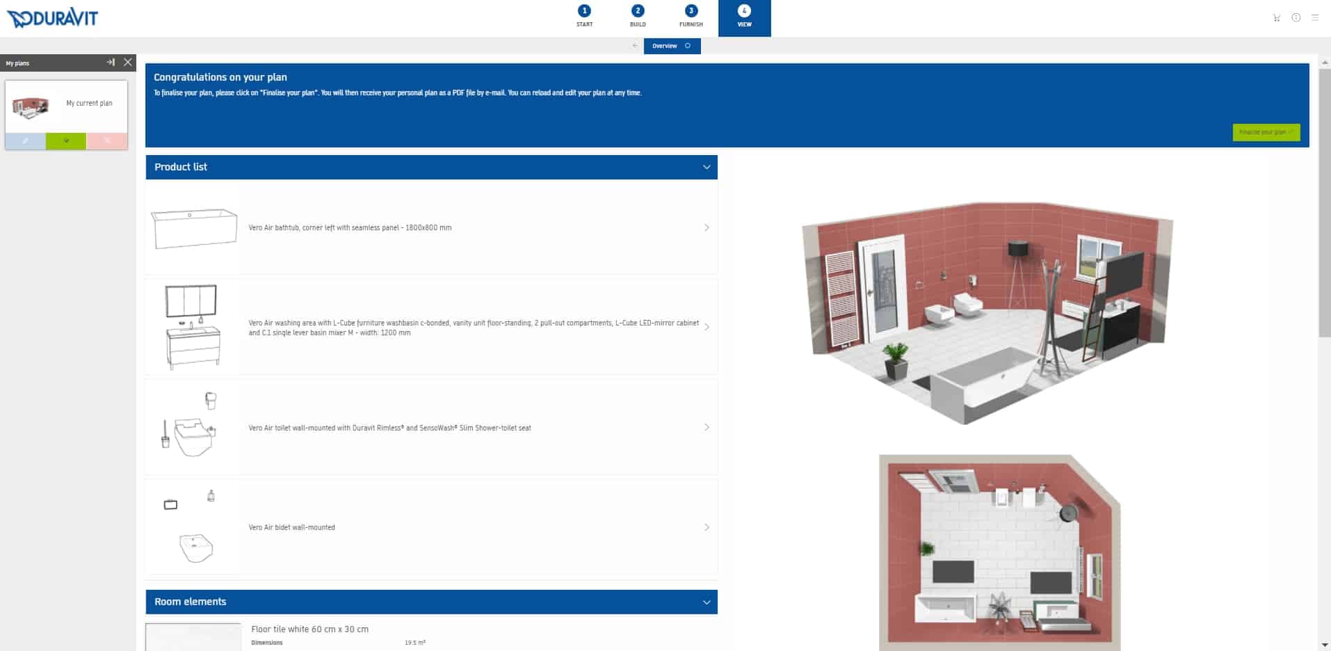 Duravit konfigurátor koupelny - hotové výstupy