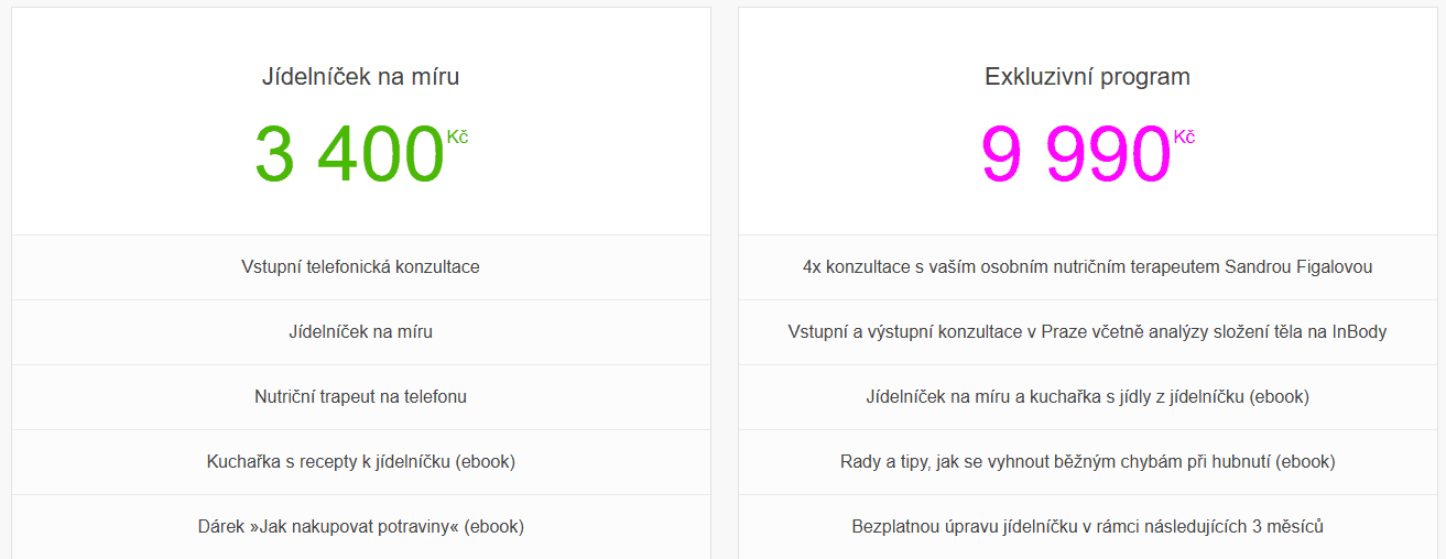 chytrý jídelníček dva programy