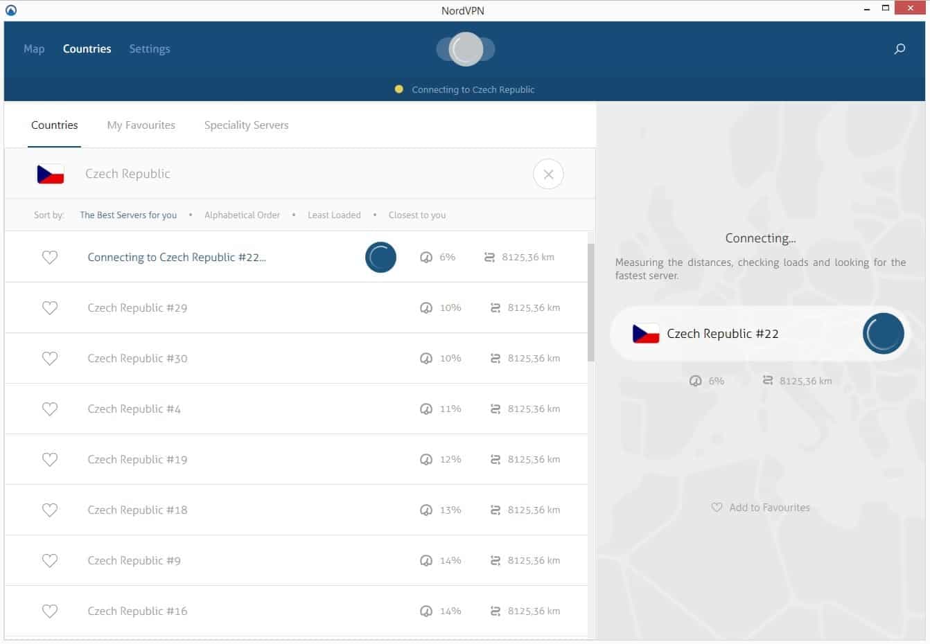 NordVPN6 připojení