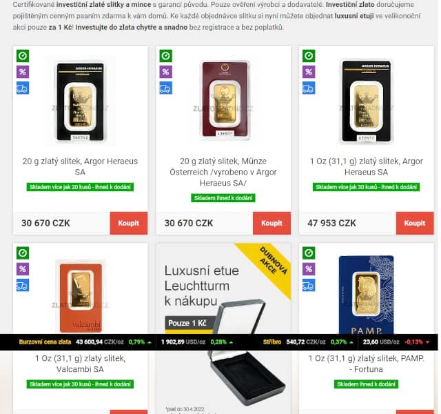 Test Zlatosnadno.cz – obchodníka s investičním zlatem.