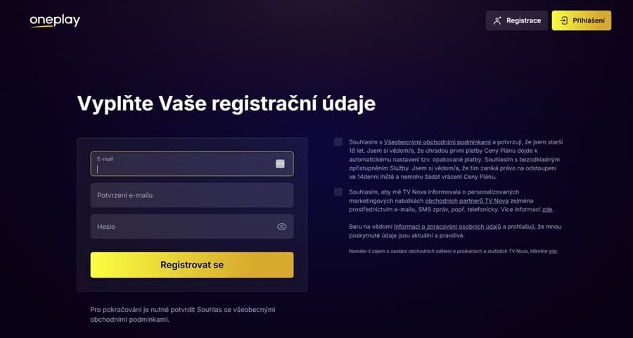 Registrace na Oneplay - recenze streamovací služby Oneplay