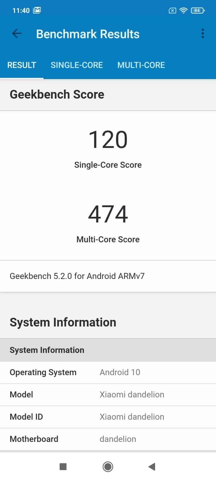 Recenze Xiaomi Redmi 9A - Geekbench
