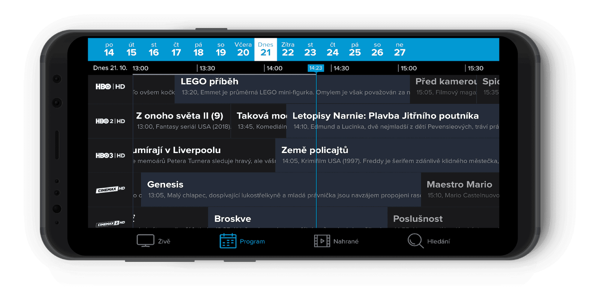 internetová televize Telly TV zpětné přehrání