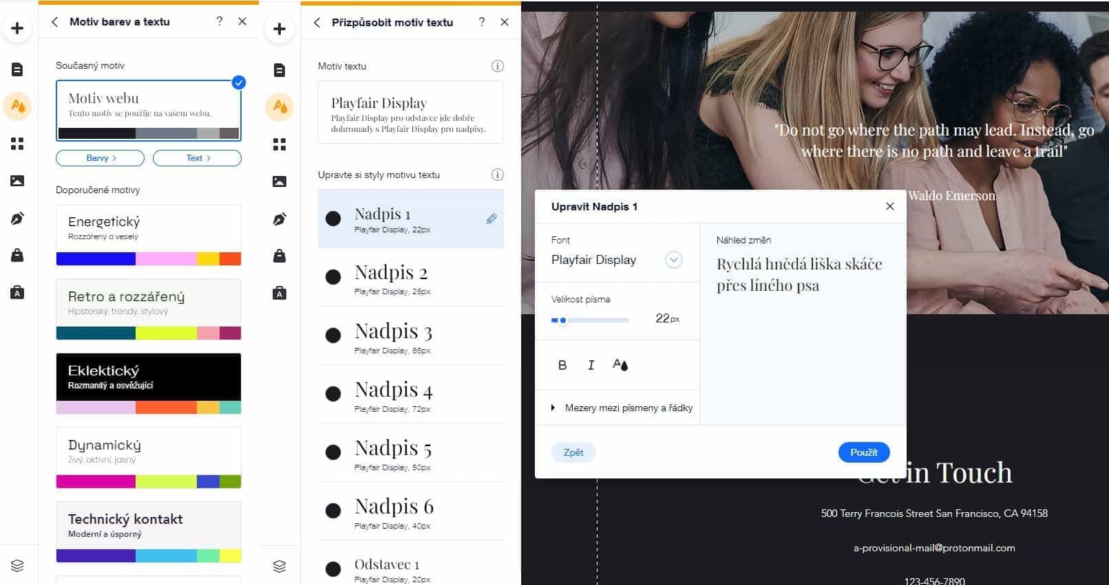 wix úprava vzhledu